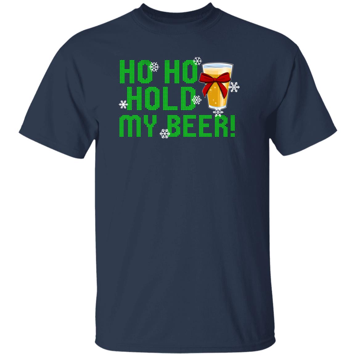 Ho Ho Hold My Beer Funny Christmas T-Shirt