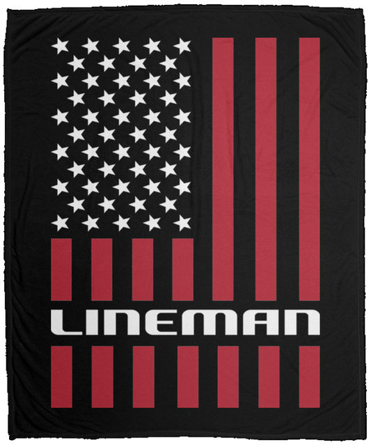 Lineman American Flag Fleece Blanket - 50x60