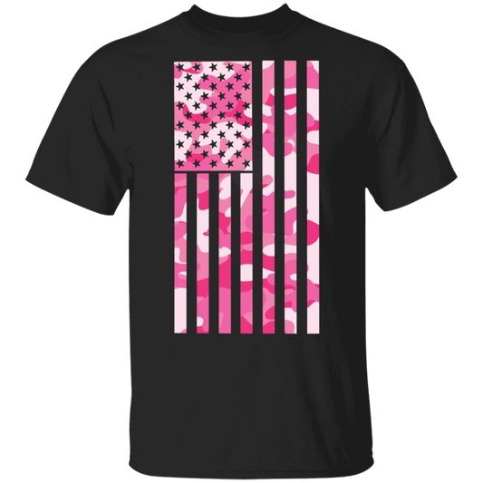 Pink Camo American Flag T-Shirt