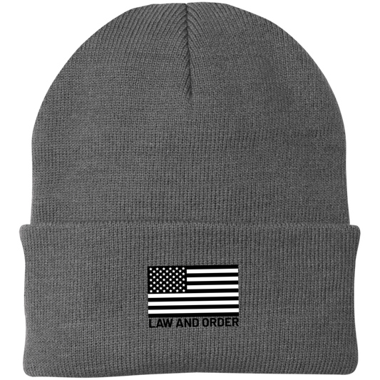 Law and Order American Flag Beanie Cap