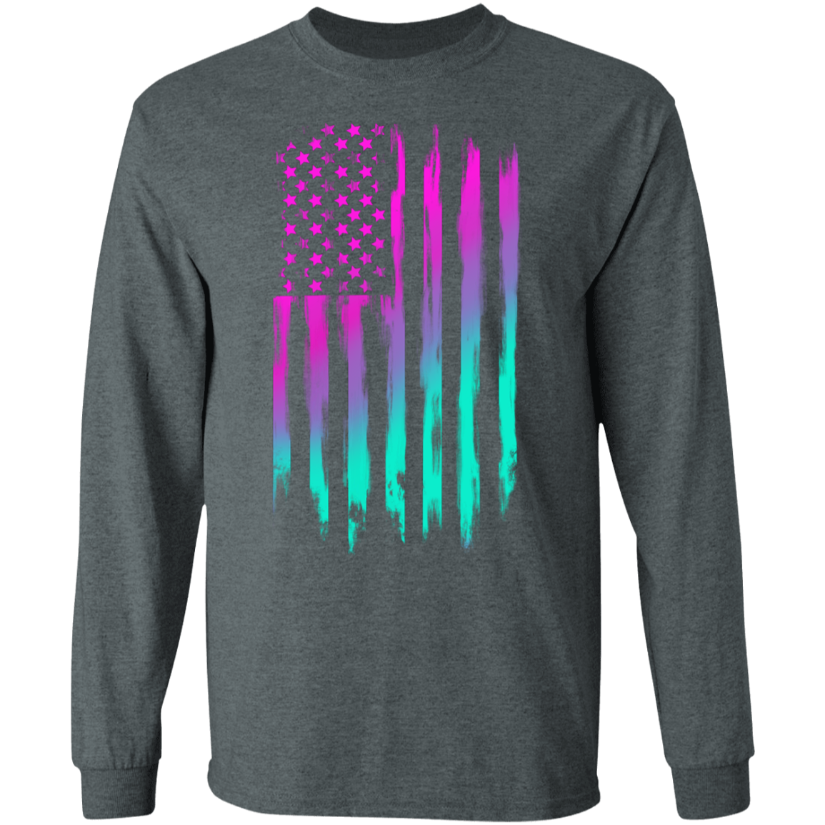 American Flag 80's Retro Long Sleeve T-Shirt