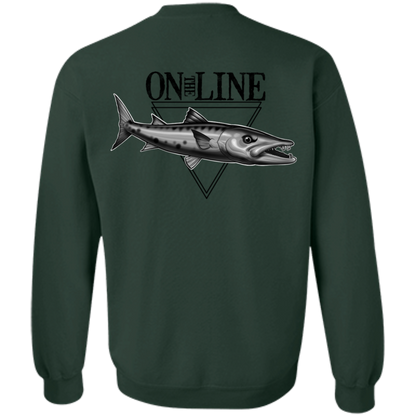 Great Barracuda Fish On The Line Saltwater Double Sided Crewneck Sweatshirt