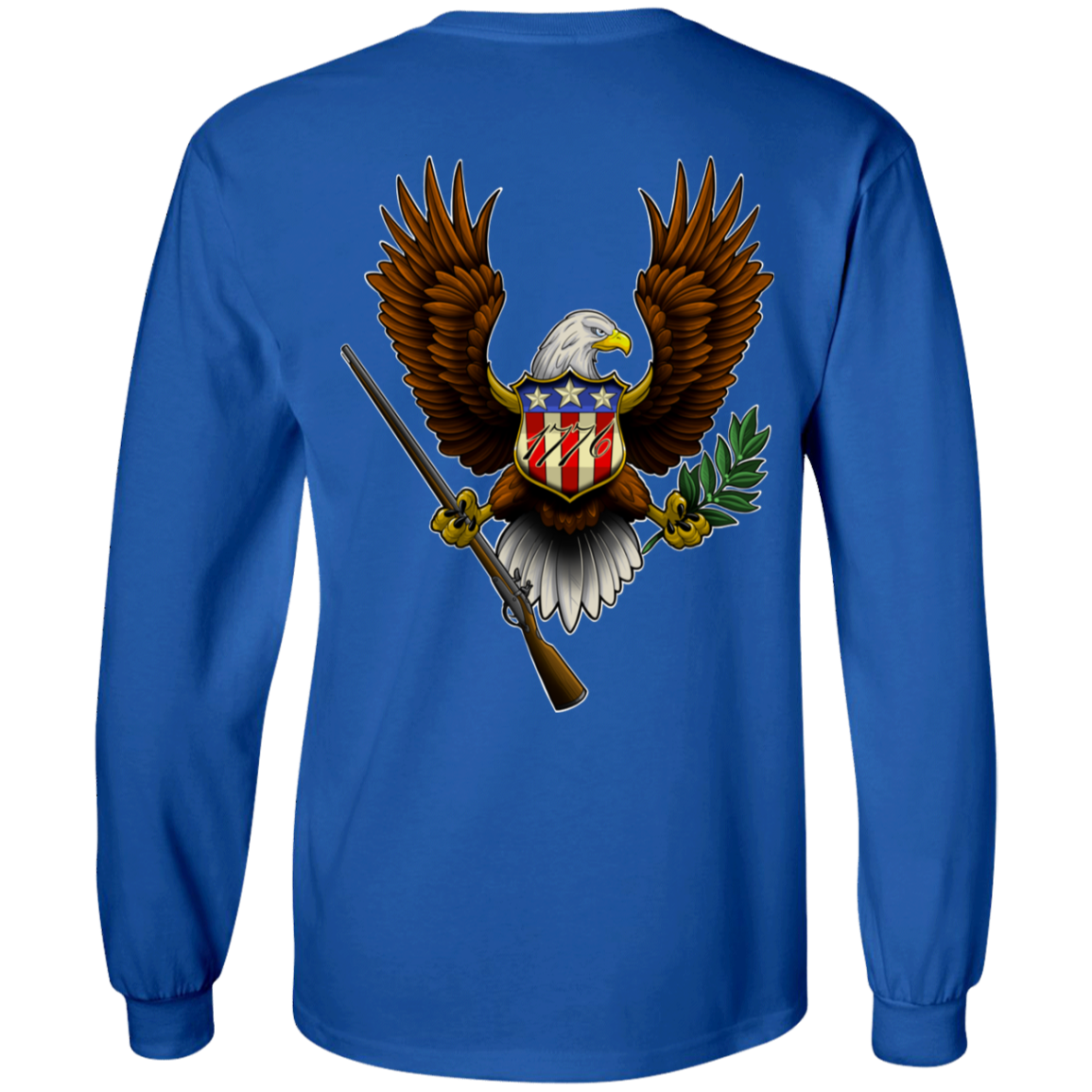 We the People American Bald Eagle 1776 Double Sided Long Sleeve T-Shirt