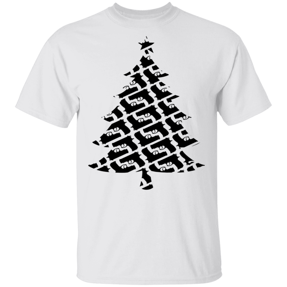 Handgun Pistol Firearm Christmas Tree T-Shirt