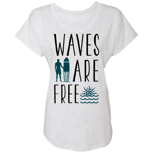 Waves Are Free Beach Surfing Women's Dolman Sleeve