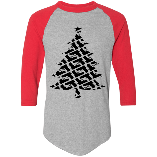 Handgun Pistol Firearm Christmas Tree Ugly Christmas Baseball Raglan T-Shirt
