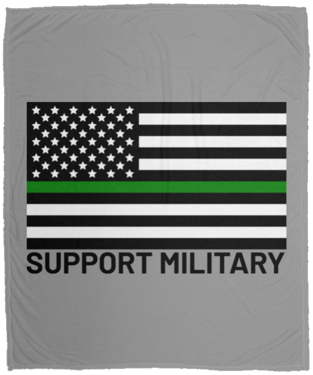Support Military Thin Green Line American Flag Fleece Blanket - 50x60