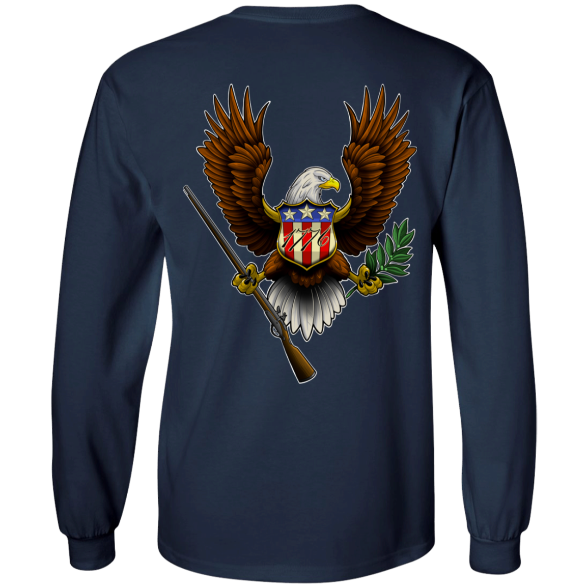We the People American Bald Eagle 1776 Double Sided Long Sleeve T-Shirt