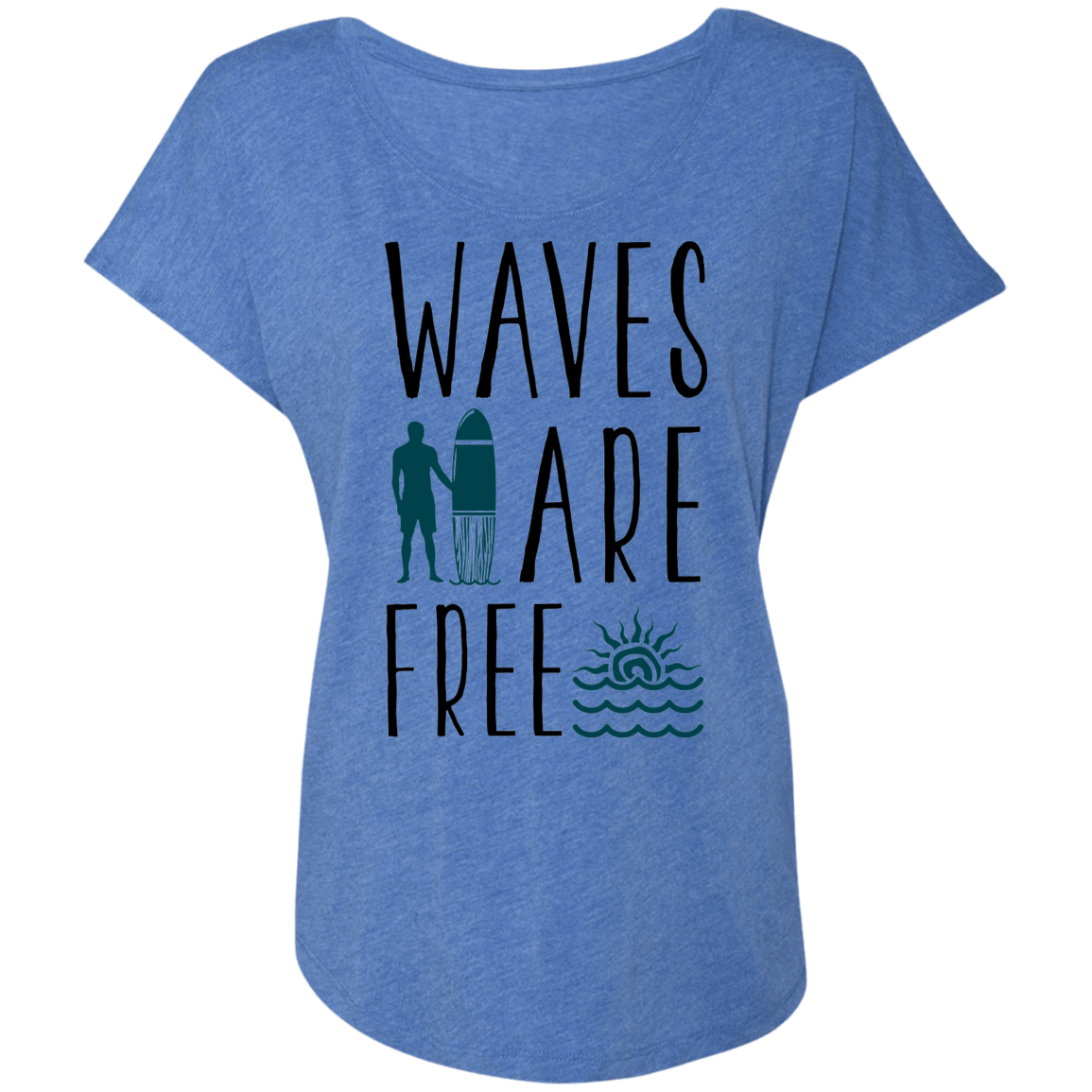 Waves Are Free Beach Surfing Women's Dolman Sleeve