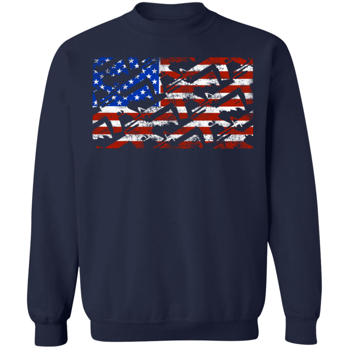 Rifle Firearm American Flag Crewneck Sweatshirt