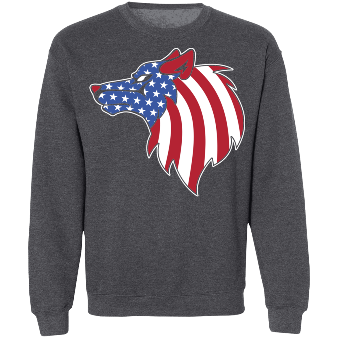 Wolf American Flag USA Crewneck Sweatshirt