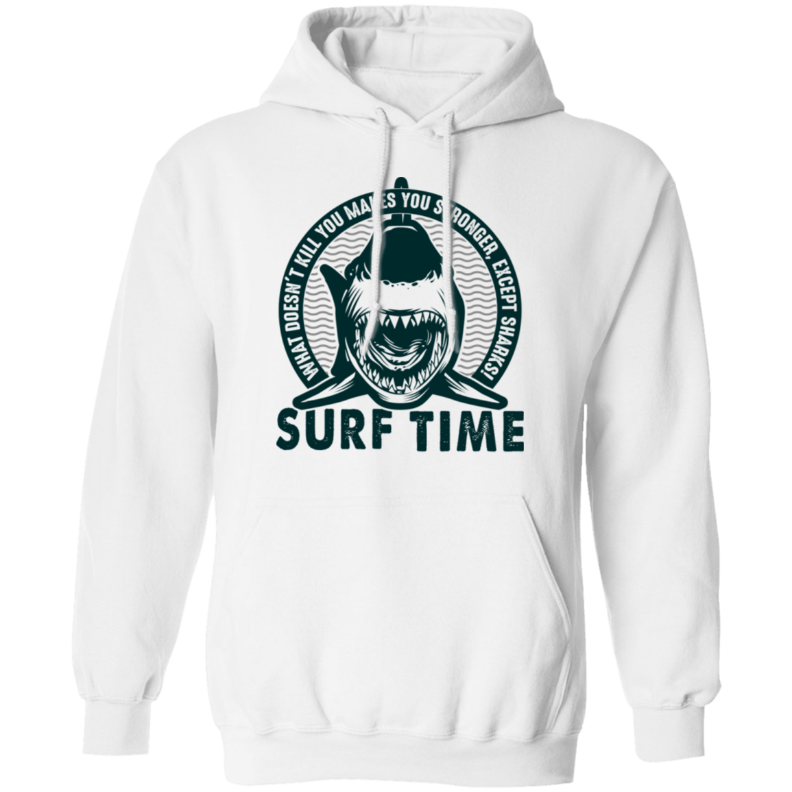 Surf Time Surfing Funny Shark Pullover Hoodie