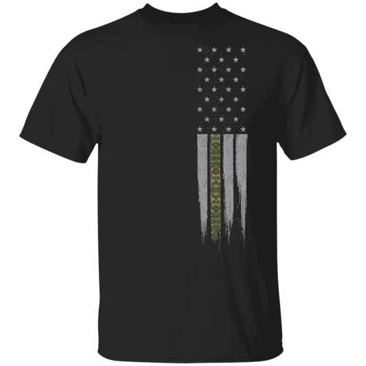 Military Camo Thin Line American Flag  T-Shirt