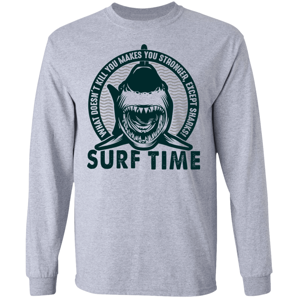 Surf Time Great White Shark Long Sleeve T-Shirt