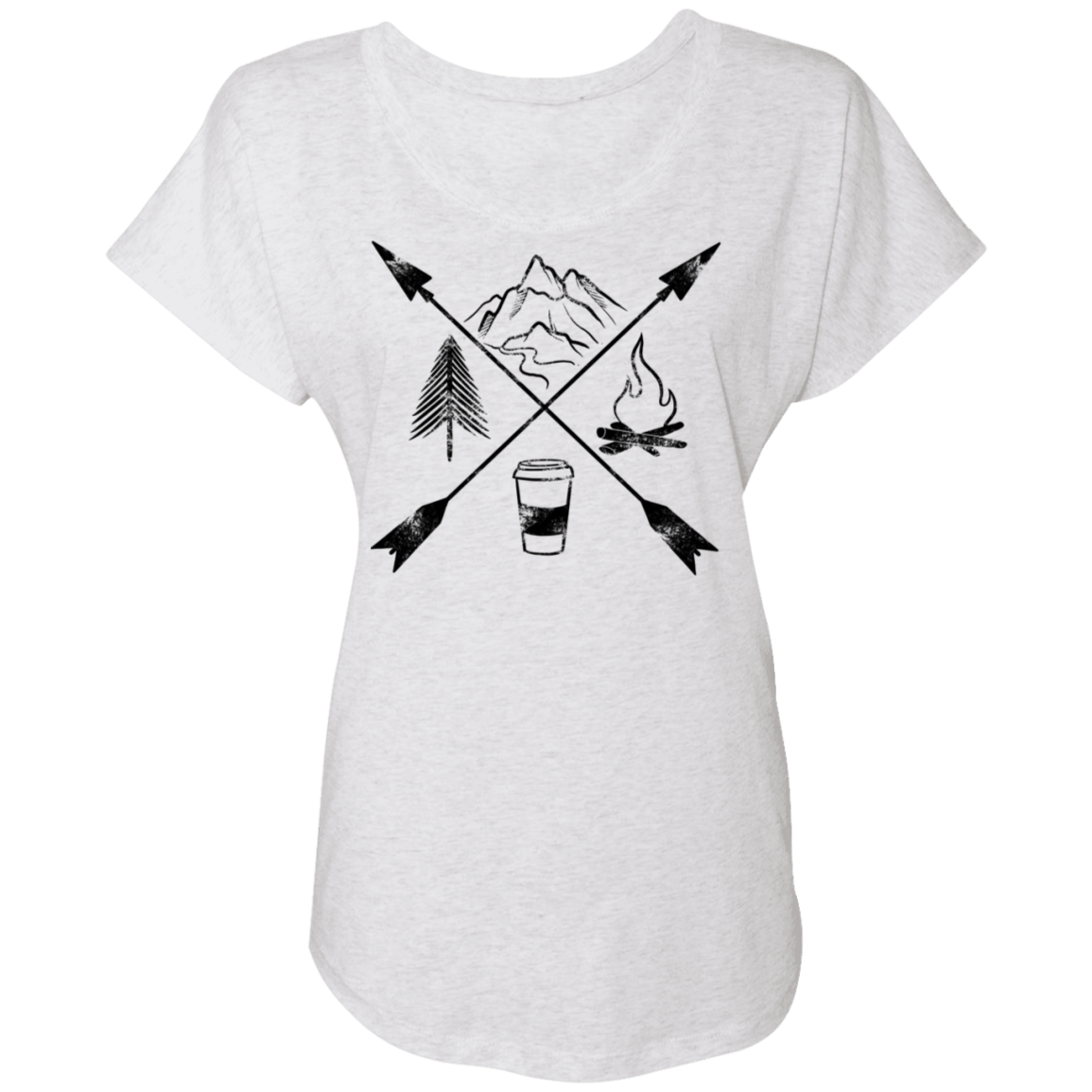 Hiking Camping Outdoor Coffee Women's Dolman Sleeve