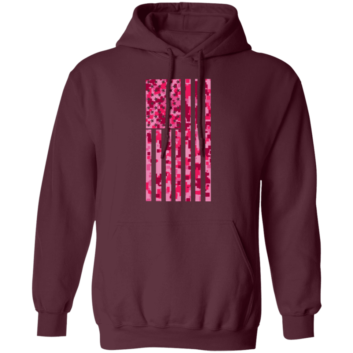 Pink American Flag Pullover Hoodie