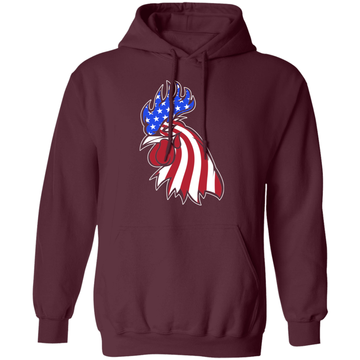 Rooster American Flag USA Pullover Hoodie