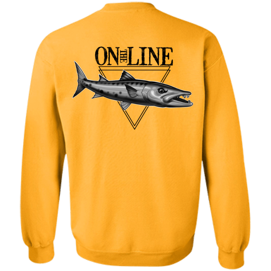 Great Barracuda Fish On The Line Saltwater Double Sided Crewneck Sweatshirt