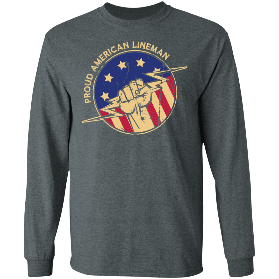 Proud American Lineman Flag Long Sleeve T-Shirt