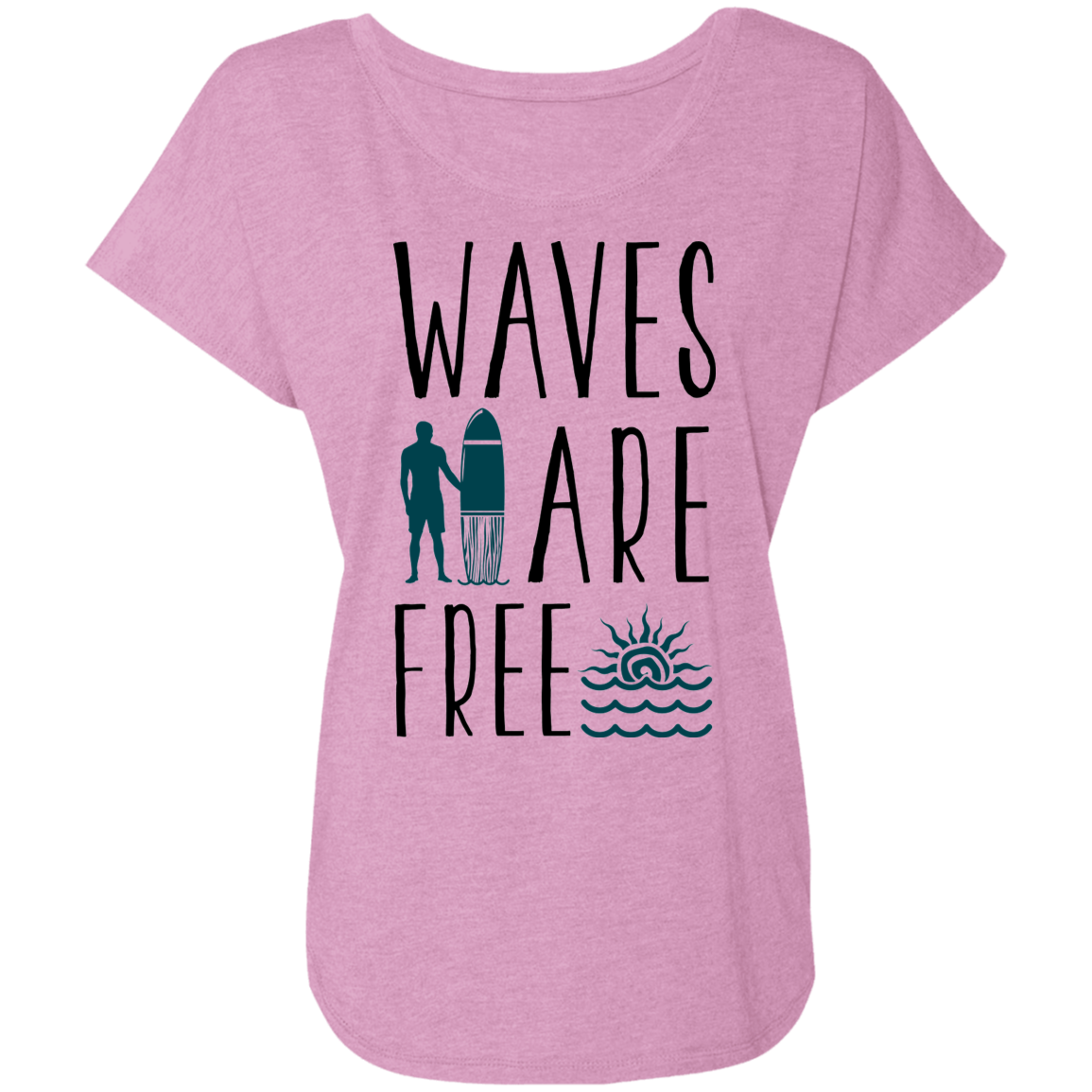 Waves Are Free Beach Surfing Women's Dolman Sleeve
