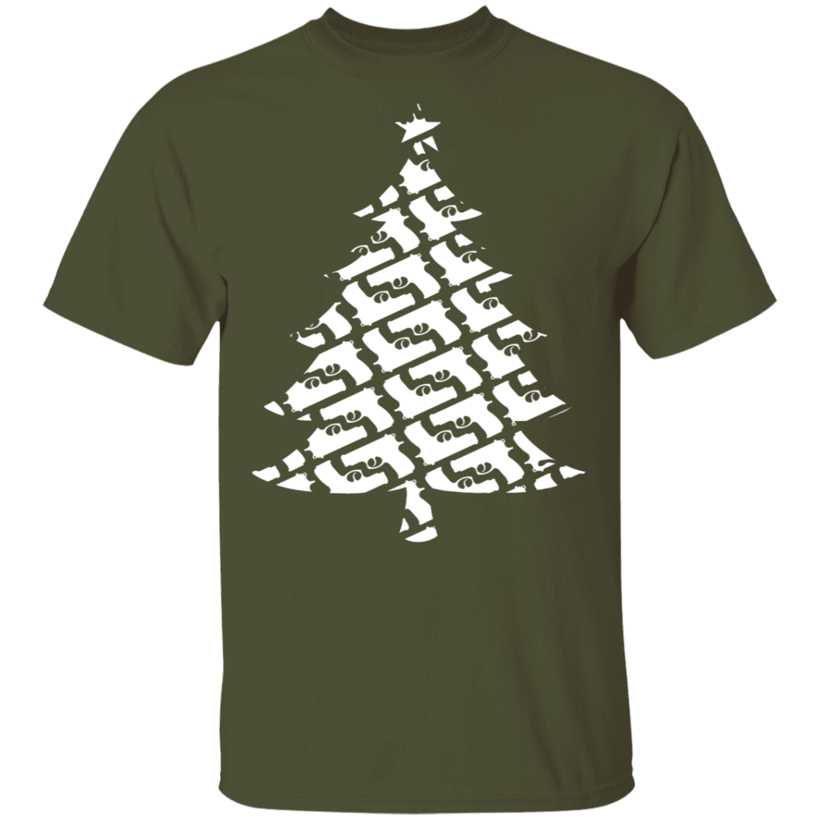 Handgun Pistol Firearm Christmas Tree T-Shirt