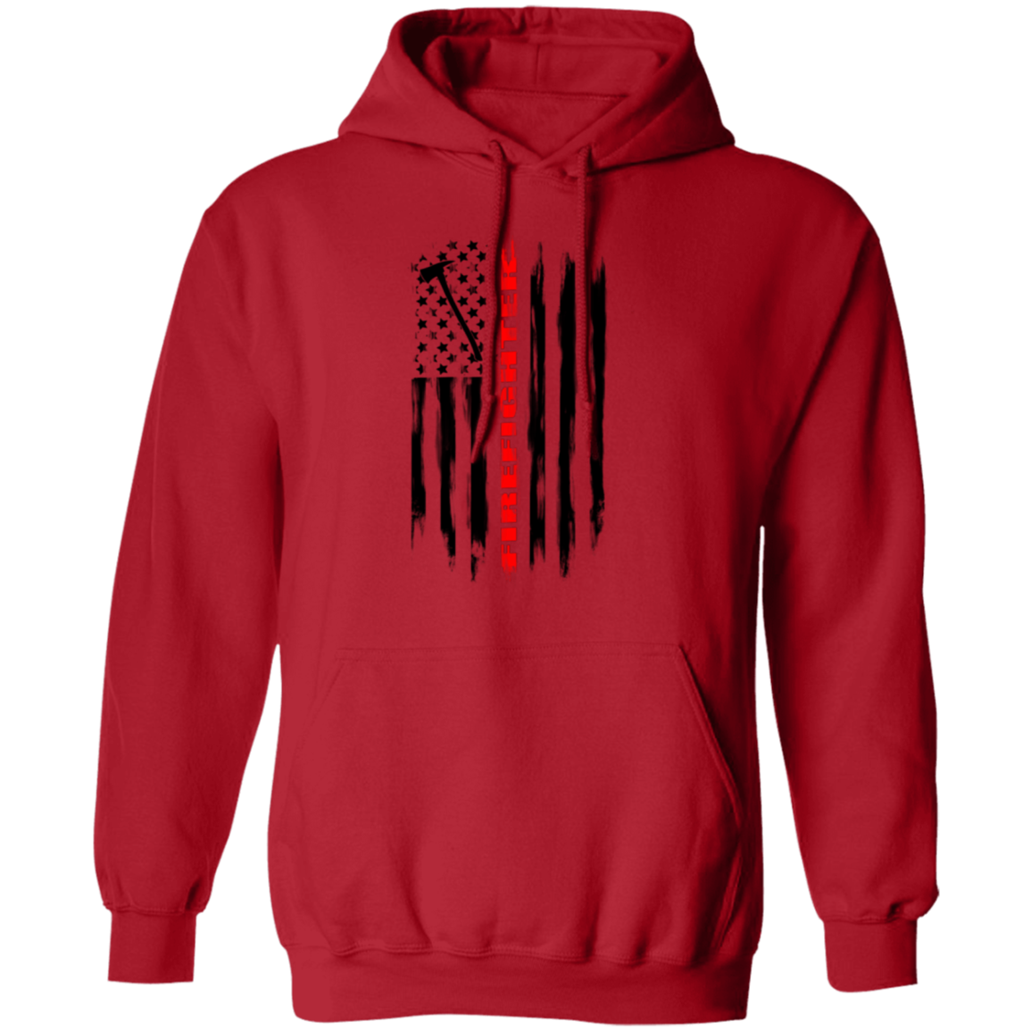 Firefighter Fireman Firewoman Fire Department American Flag Pullover Hoodie