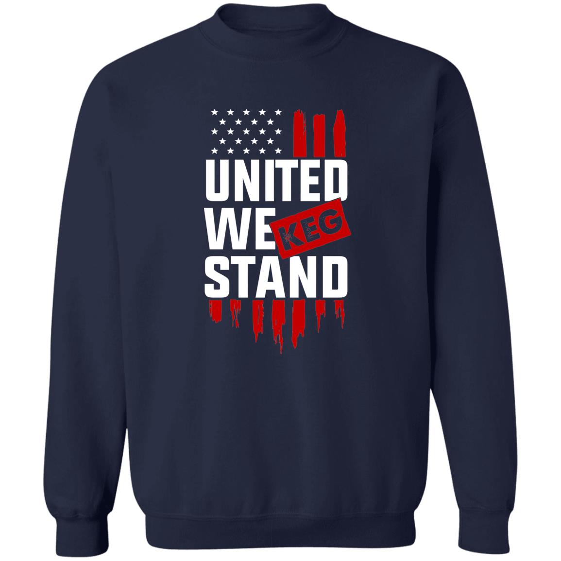 United We Keg Stand Drinking Beer American Flag Crewneck Sweatshirt
