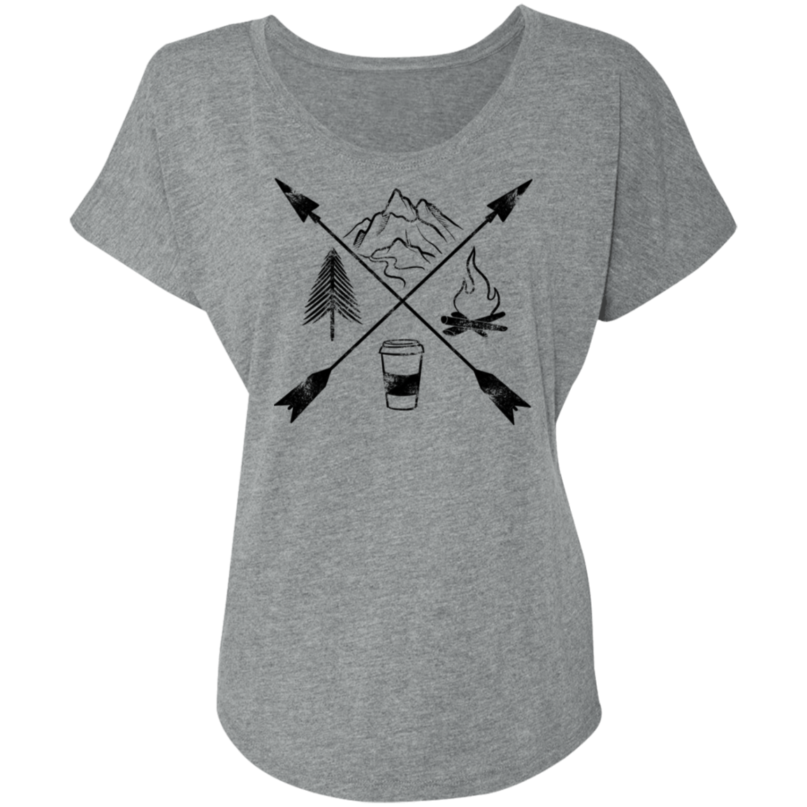 Hiking Camping Outdoor Coffee Women's Dolman Sleeve