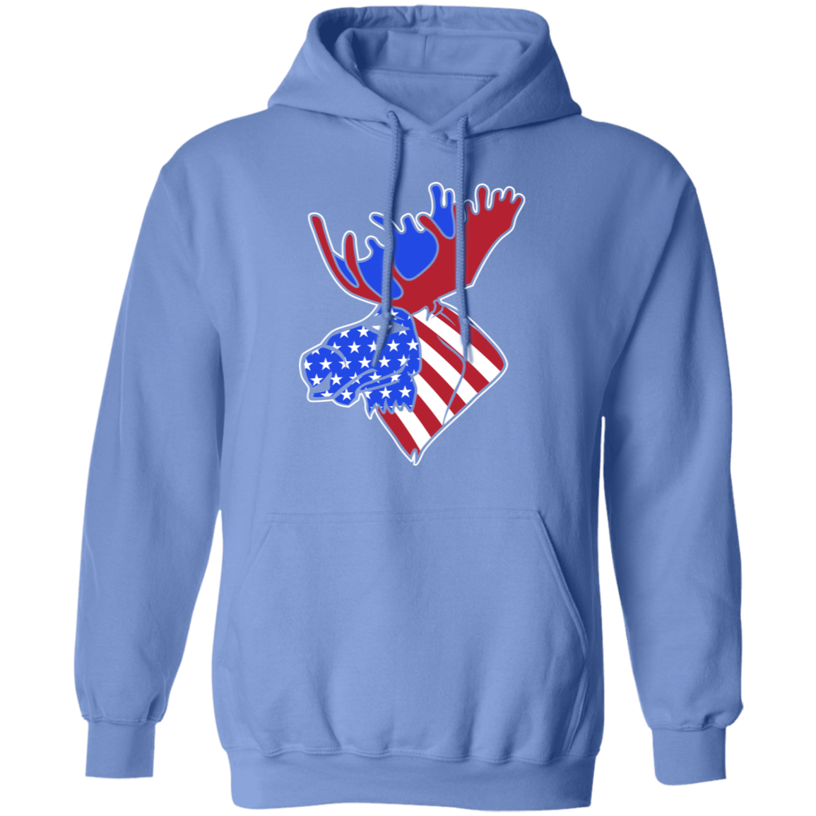 Moose American Flag USA Pullover Hoodie