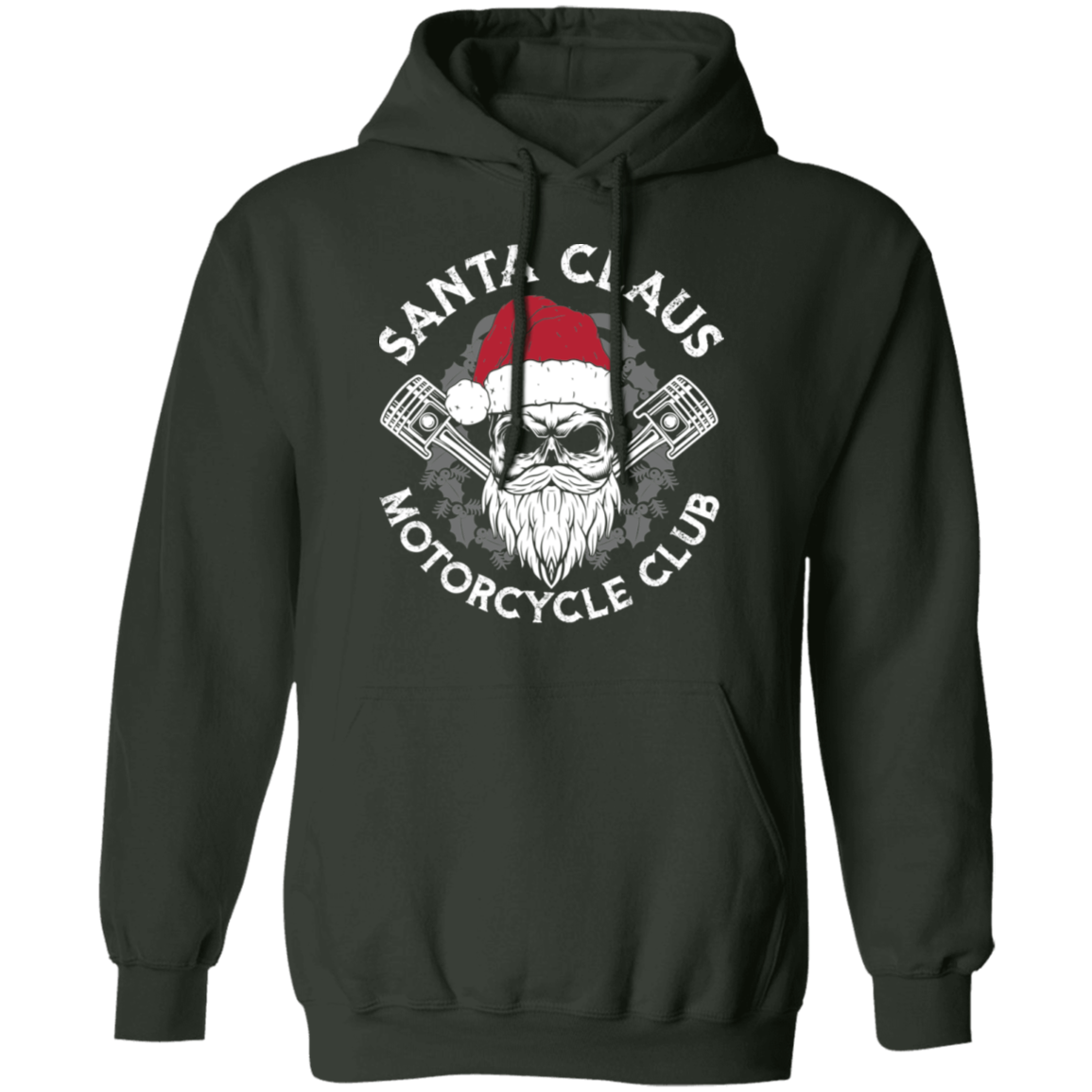 Santa Claus Motorcycle Club Piston Skull Motorcycle Pullover Hoodie
