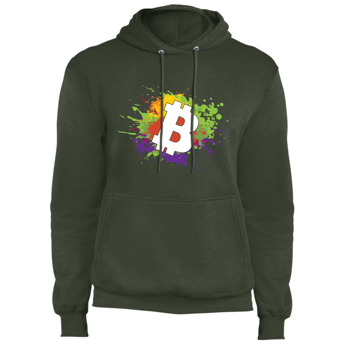Bitcoin BTC Paint Splatter Cryptocurrency Pullover Hoodie