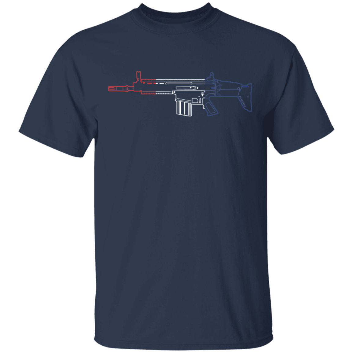 Scar Firearm Rifle Red White Blue T-Shirt