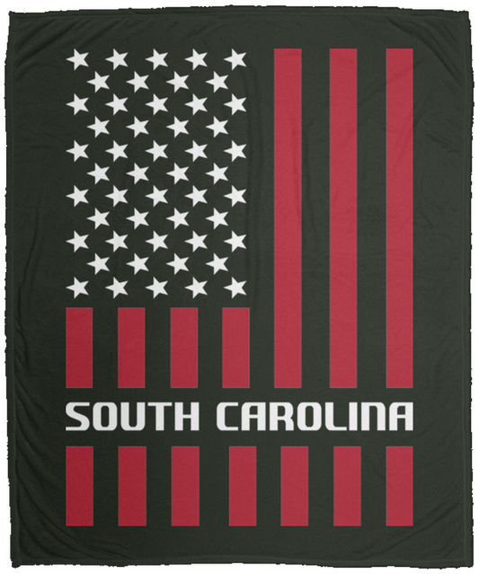 South Carolina American Flag Fleece Blanket - 50x60