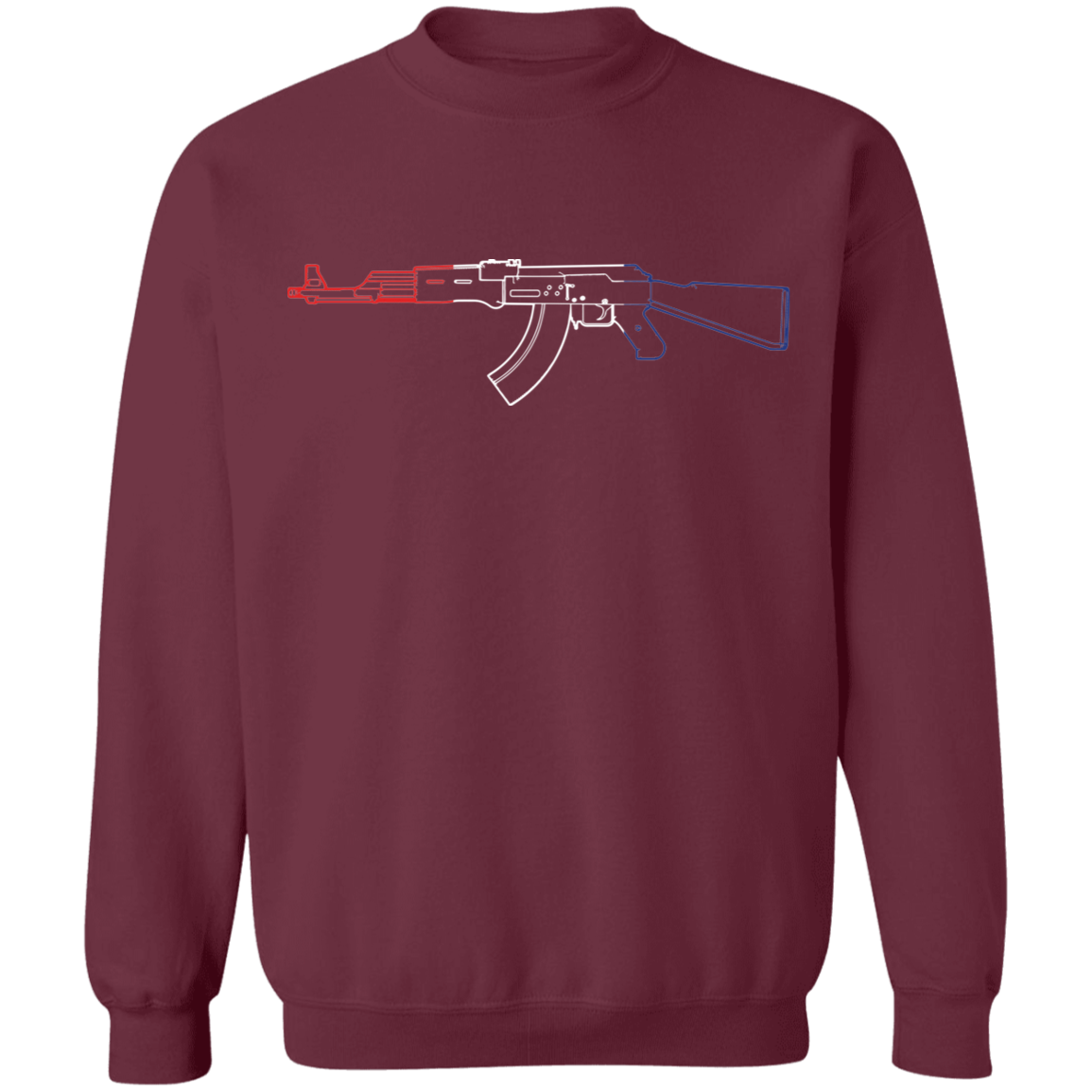 AK-47 Firearm Rifle Red White Blue Crewneck Sweatshirt