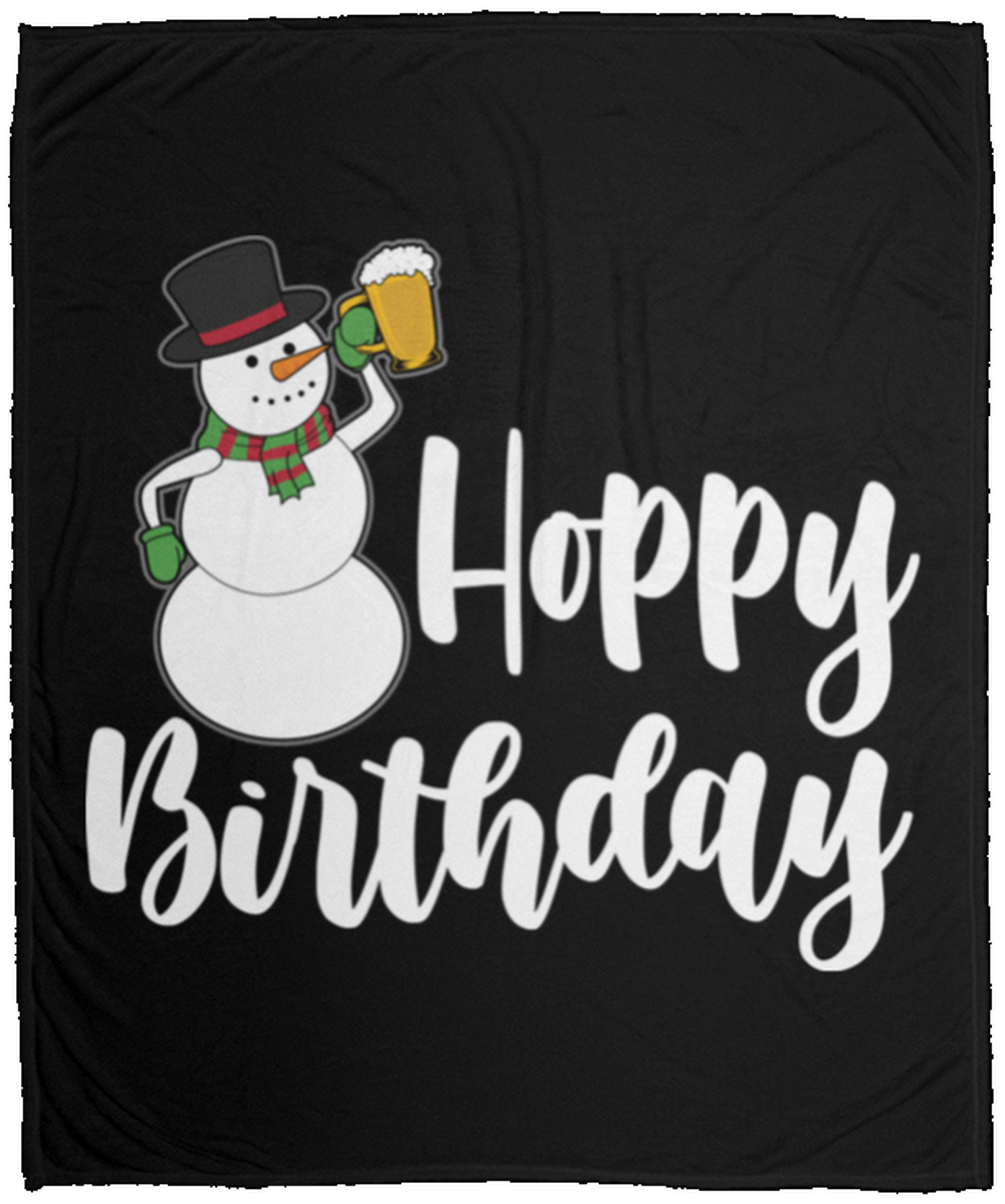 Hoppy Birthday Snowman Christmas Fleece Blanket - 50x60