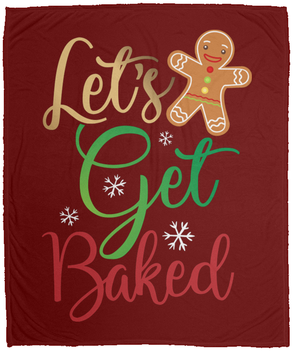 Let's Get Baked Gingerbread Man Christmas Fleece Blanket - 50x60