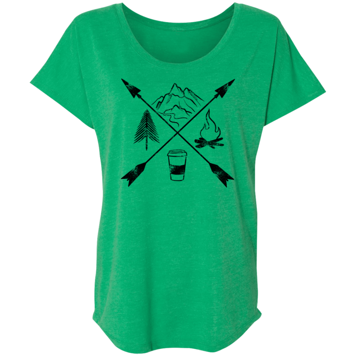 Hiking Camping Outdoor Coffee Women's Dolman Sleeve