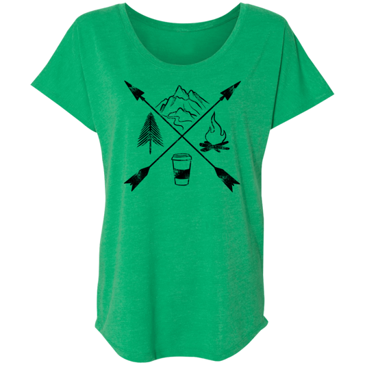 Hiking Camping Outdoor Coffee Women's Dolman Sleeve