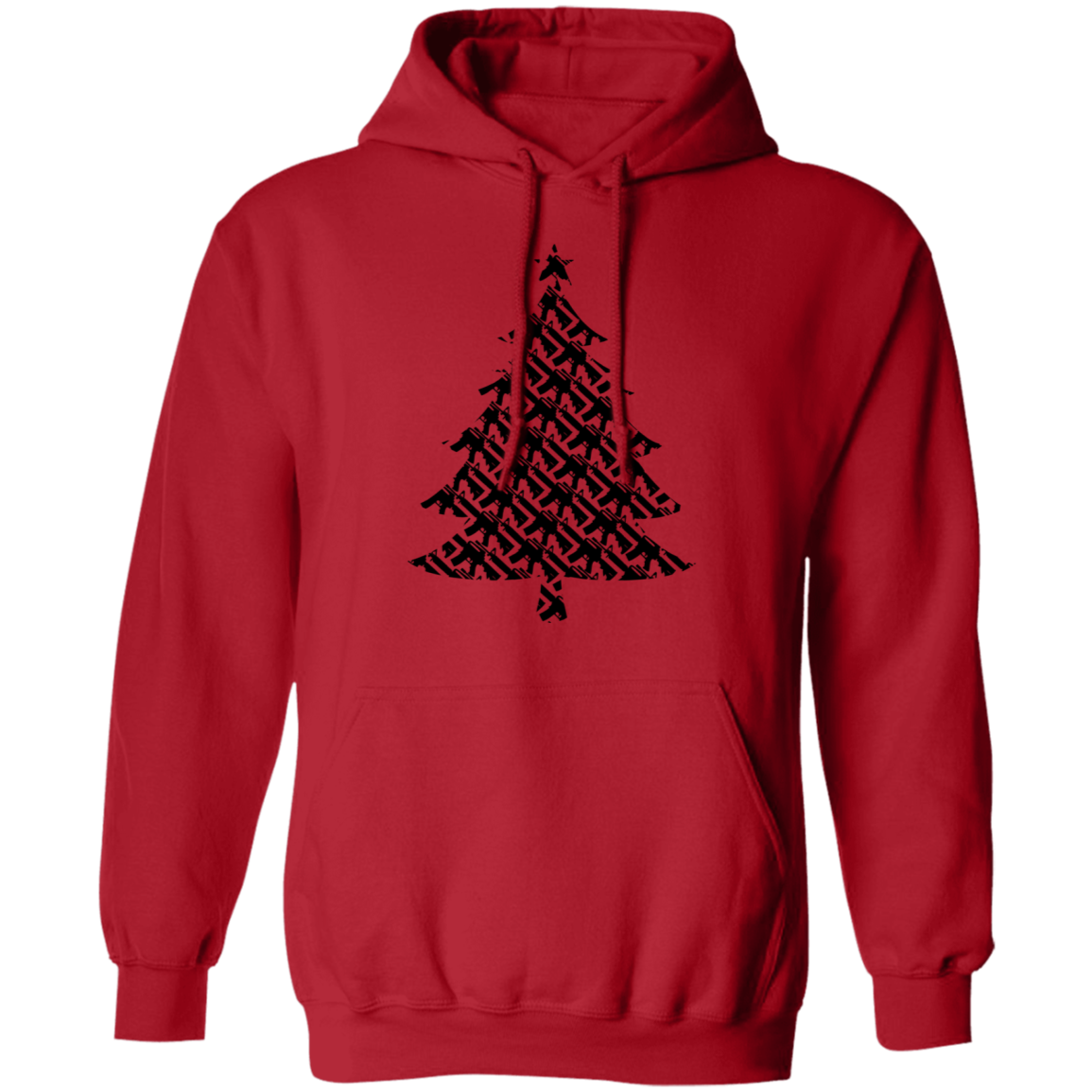Rifle Firearm Christmas Tree Ugly Christmas Pullover Hoodie