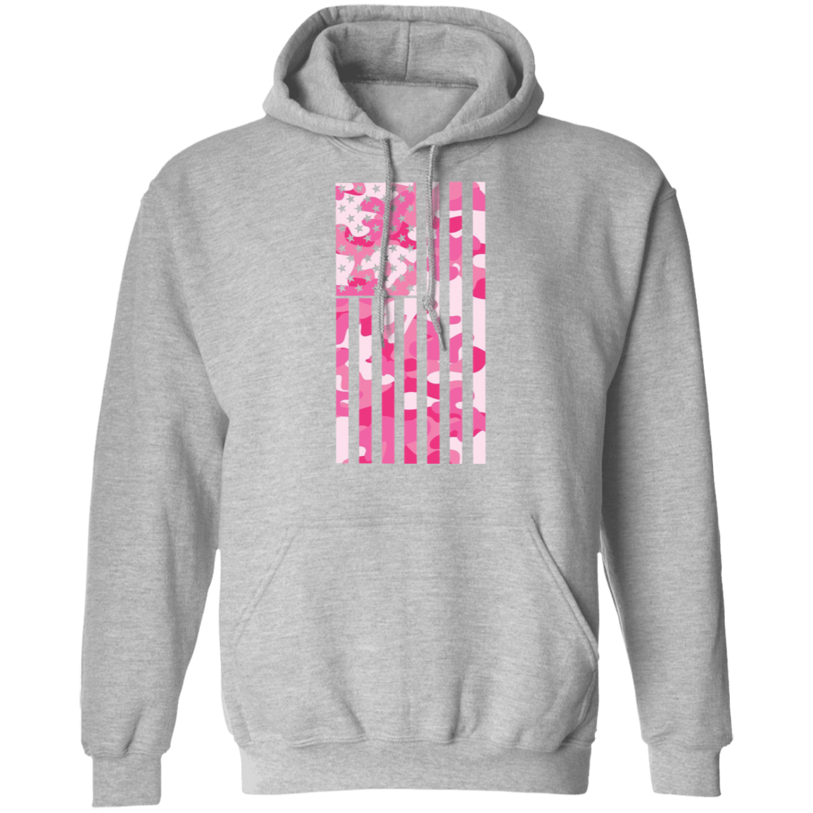 Pink Camo American Flag Pullover Hoodie