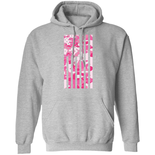 Pink Camo American Flag Pullover Hoodie