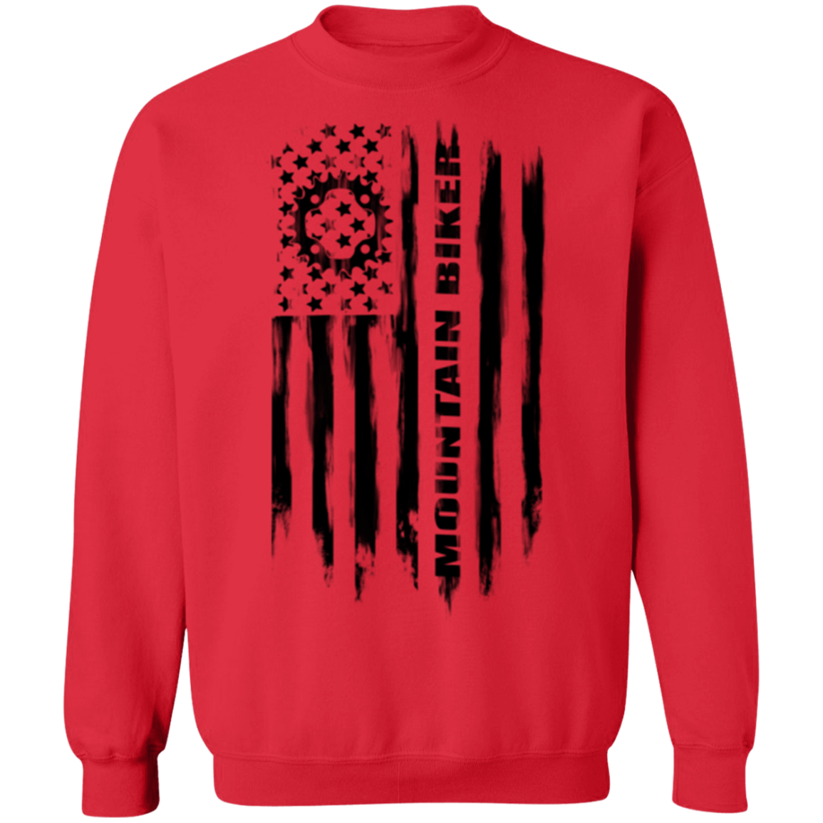 Mountain Biker Biking Cyclist American Flag Crewneck Sweatshirt