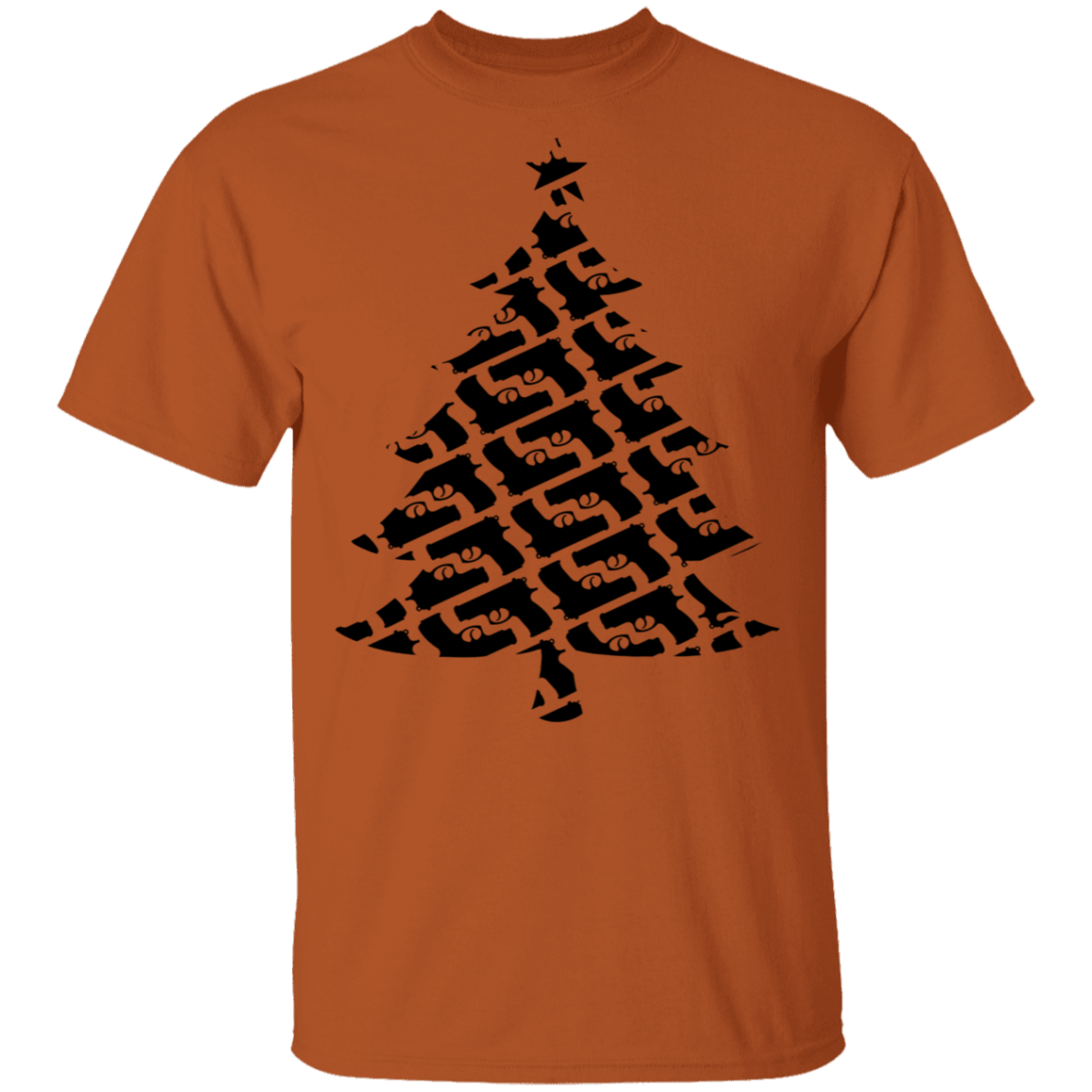 Handgun Pistol Firearm Christmas Tree T-Shirt
