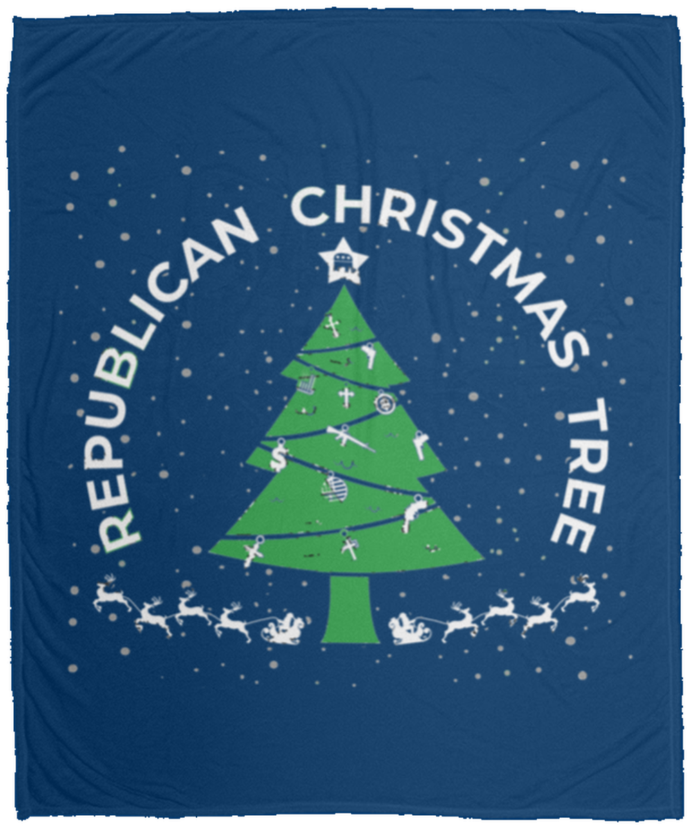 Republican Christmas Tree God Guns Money Fleece Blanket - 50x60