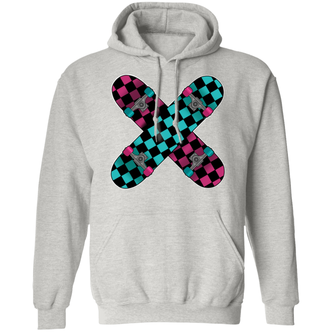 Retro 80's Checkered Skateboards Skateboarding Pullover Hoodie