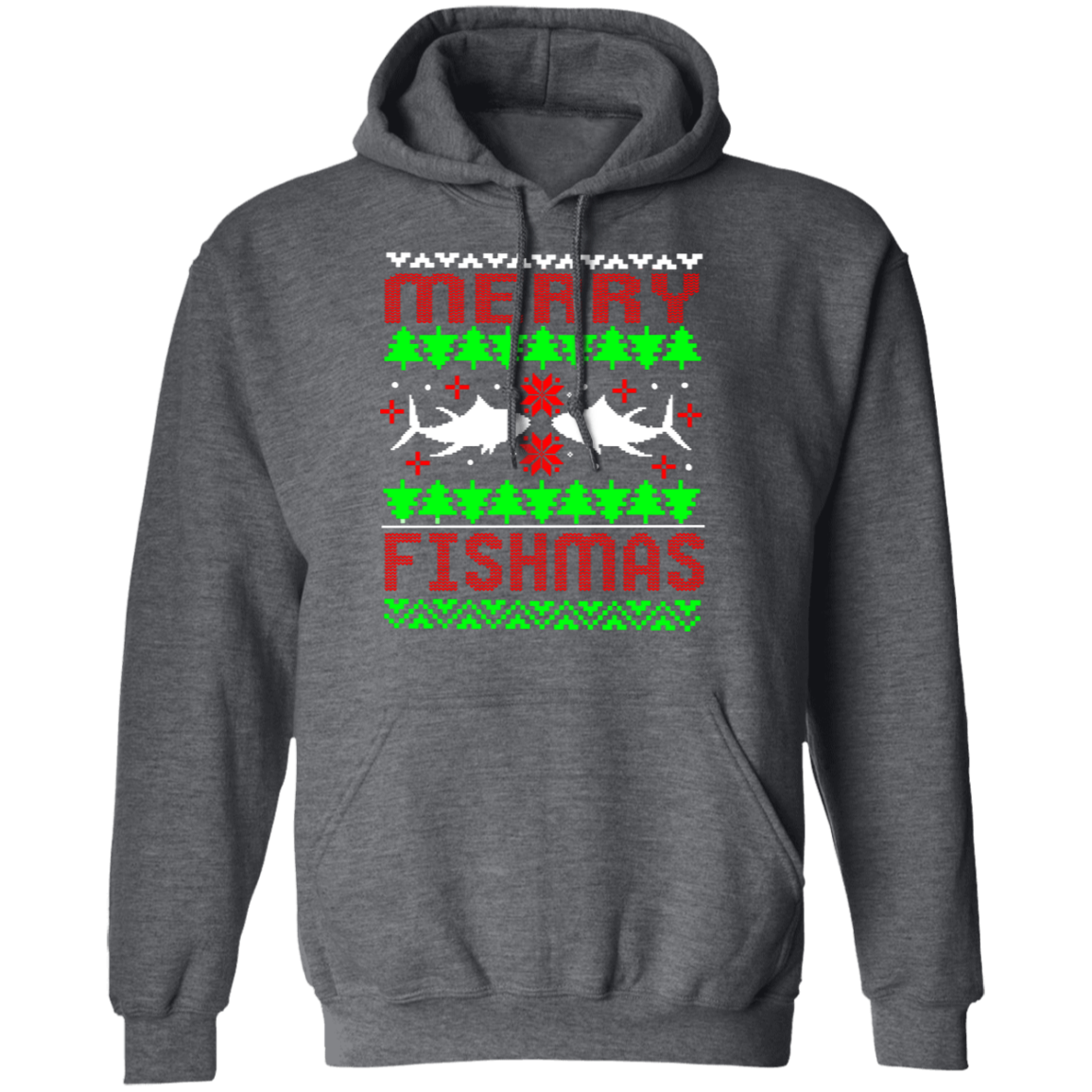 Merry Fishmas Saltwater Ugly Christmas Pullover Hoodie
