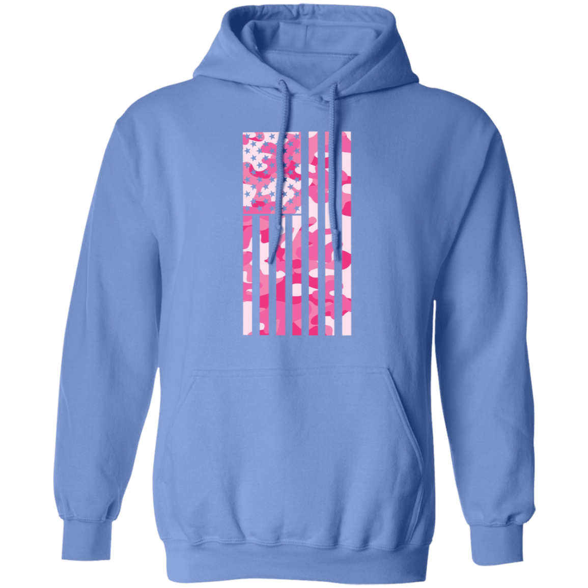 Pink Camo American Flag Pullover Hoodie