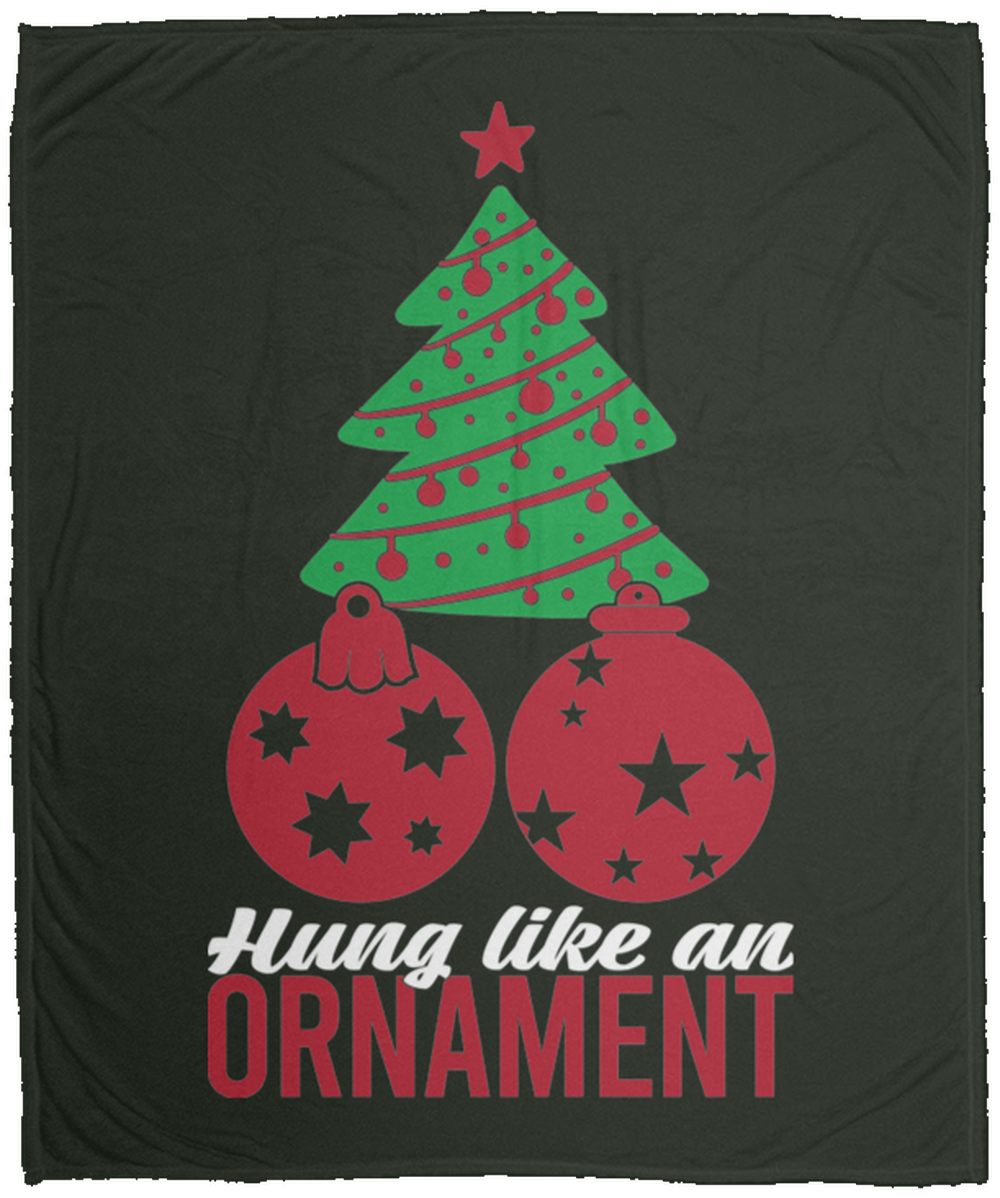 Hung Like An Ornament Christmas Tree Fleece Blanket - 50x60