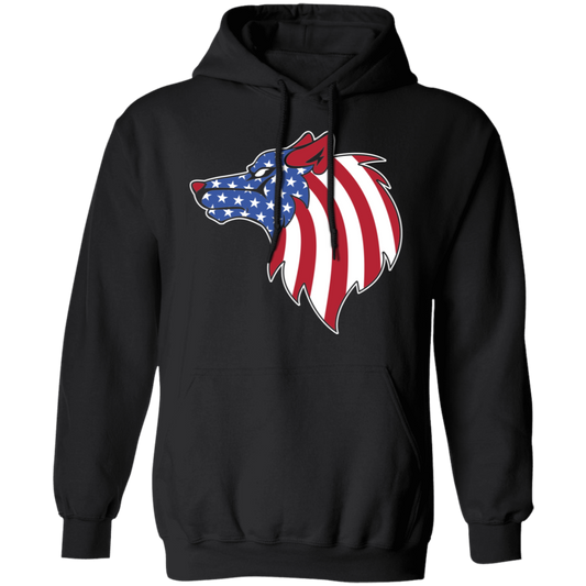 Wolf American Flag USA Pullover Hoodie