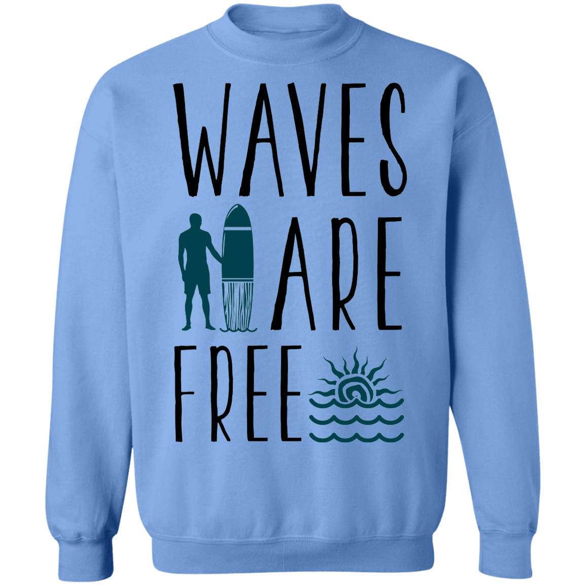 Waves Are Free Surfing Crewneck Sweatshirt